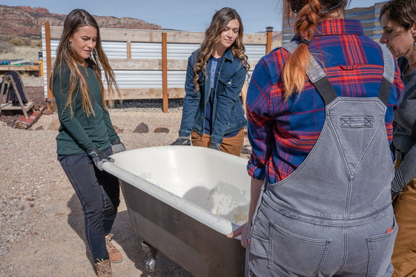 Dovetail Women's Givens Stretch Flannel Work Shirt in Navy and Orange WOMENSWORK FLANNELDOVETAIL WORKWEAR