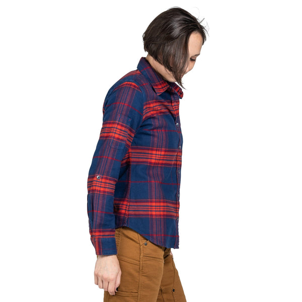 Dovetail Women's Givens Stretch Flannel Work Shirt in Navy and Orange WOMENSWORK FLANNELDOVETAIL WORKWEAR