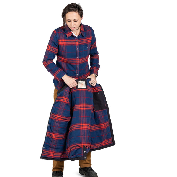 Dovetail Women's Givens Stretch Flannel Work Shirt in Navy and Orange WOMENSWORK FLANNELDOVETAIL WORKWEAR