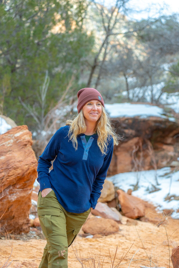 Dovetail Women's Rugged Thermal Henley in Navy Blue WOMENS WORK KNITS/HENLDOVETAIL WORKWEAR