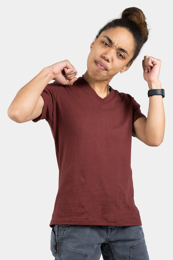 Dovetail Women's Solid V - Neck Tee in Chicory Root WOMENS WORK T - SHIRTSDOVETAIL WORKWEAR