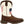 Load image into Gallery viewer, right side view of pull on square toe kids western cowboy boot with dark brown vamp, pull straps, and hem and white shaft with American flag on front and back
