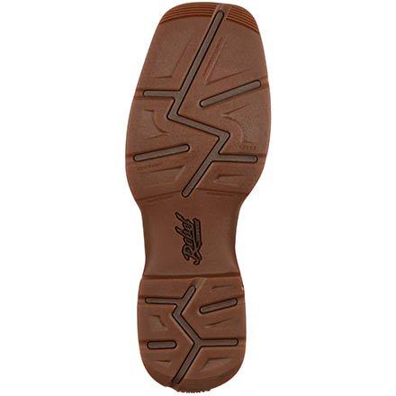 brown sole with black accents and black logo in middle