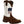 Load image into Gallery viewer, pull on square toe western cowboy boot with dark brown vamp, pull straps, and hem and white shaft with American flag on front and back

