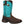 Load image into Gallery viewer, cowgirl boot with turquoise shaft and dark brown vamp and black and white embroidery
