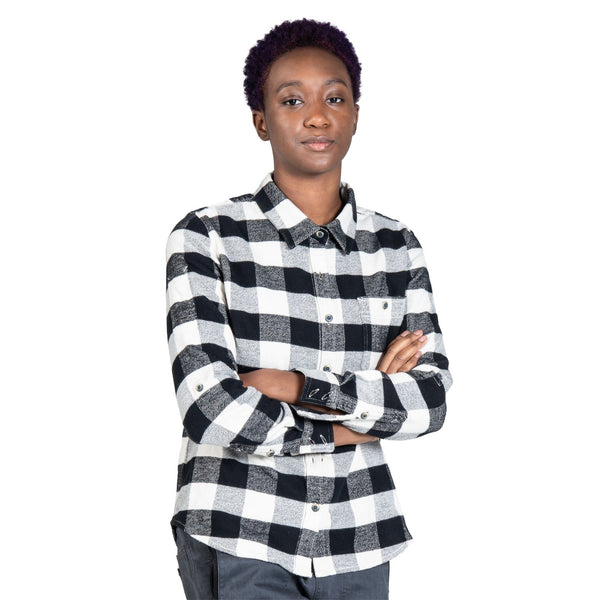 Dovetail Women's Givens Chunky Buffalo Flannel Work Shirt in Black White
