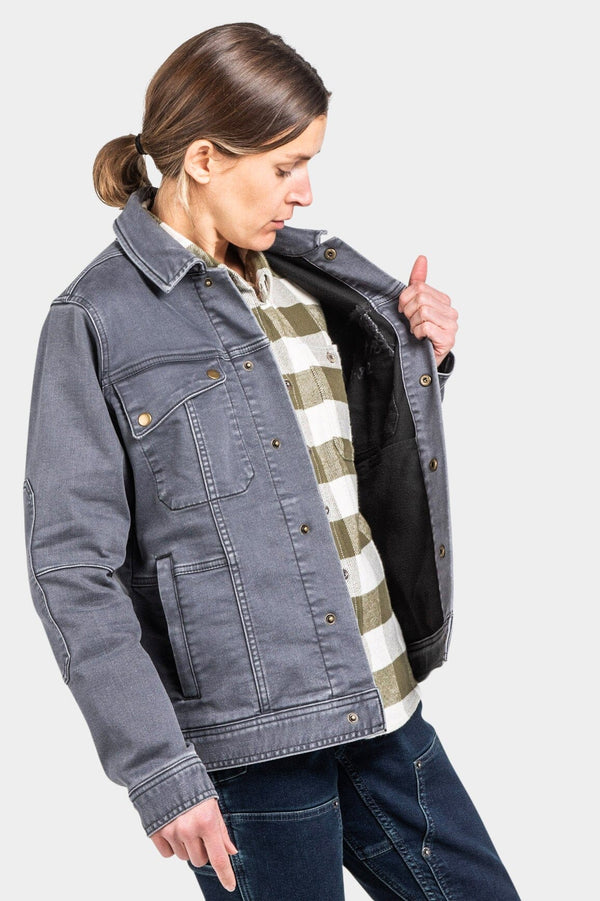 Dovetail Women’s Thermal Trucker Jacket in Grey Denim