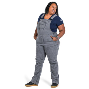 Dovetail Women's Freshley Drop Seat Overalls in Grey Thermal Denim