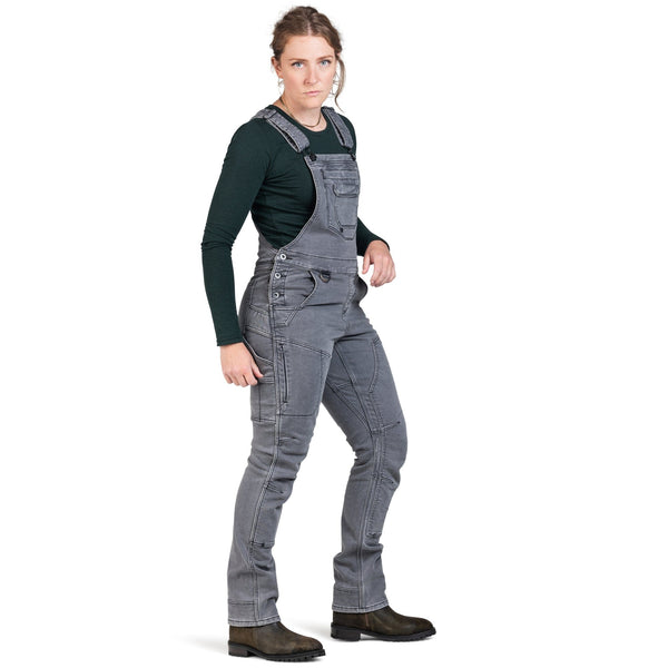 Dovetail Women's Freshley Drop Seat Overalls in Grey Thermal Denim