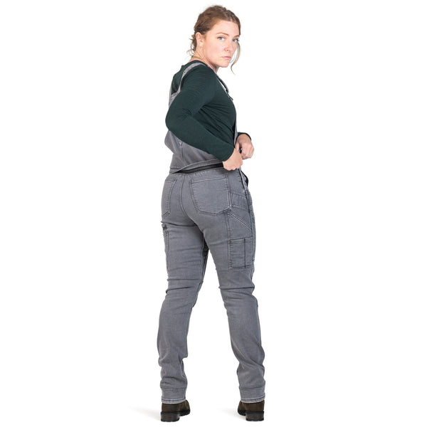 Dovetail Women's Freshley Drop Seat Overalls in Grey Thermal Denim