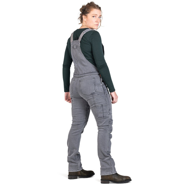 Dovetail Women's Freshley Drop Seat Overalls in Grey Thermal Denim