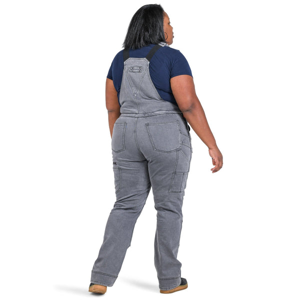 Dovetail Women's Freshley Drop Seat Overalls in Grey Thermal Denim