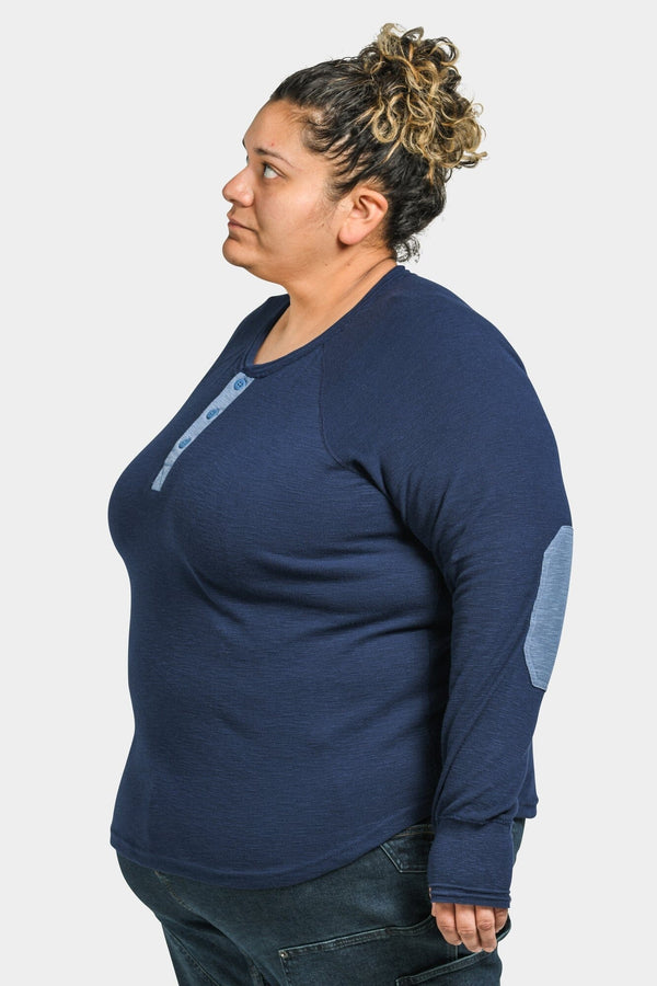 Dovetail Women's Rugged Thermal Henley in Navy Blue