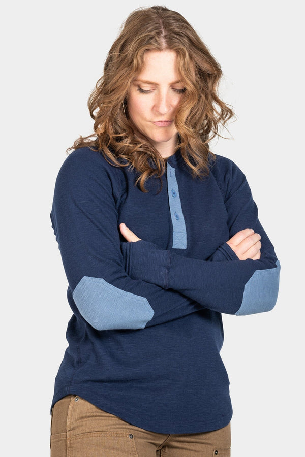 Dovetail Women's Rugged Thermal Henley in Navy Blue