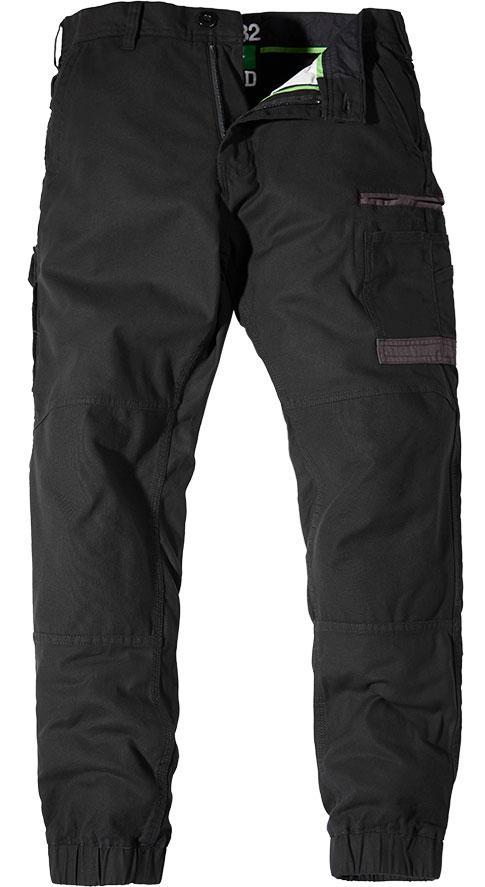 cuffed black work pants with cargo pocket