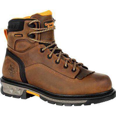 brown work boot with brown laces and kiltie