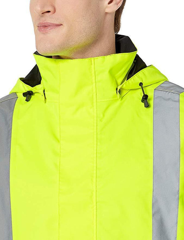 turtleneck on yellow reflective jacket 