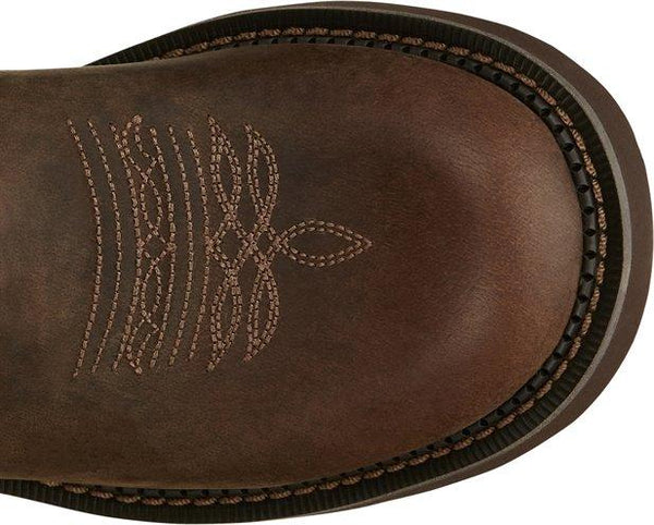round toe on brown boot