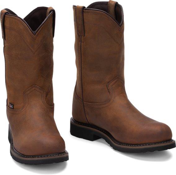 Justin Men’s - 10” Drywall Pull On Waterproof – Round Steel Toe MENS BOOTWATRPROOFSAFETYJUSTIN ORIGINAL WORK