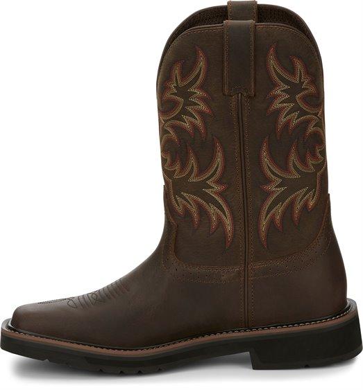 Justin Men's 11" Rugged Tan Driller Stampede - Square Non - Safety Toe MENS WESTERN SQUARETOEJUSTIN ORIGINAL WORK