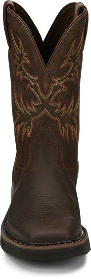 Justin Men's 11" Rugged Tan Driller Stampede - Square Non - Safety Toe MENS WESTERN SQUARETOEJUSTIN ORIGINAL WORK