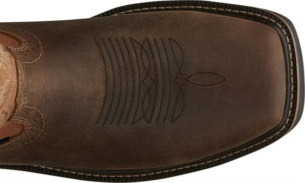 square toe on brown boot