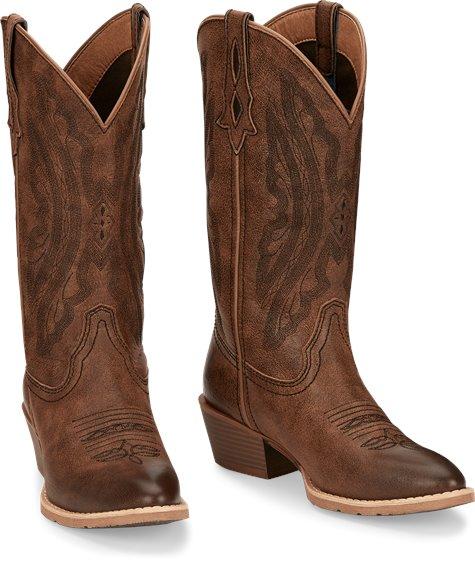 high top women's cowboy boots with dark brown embroidery