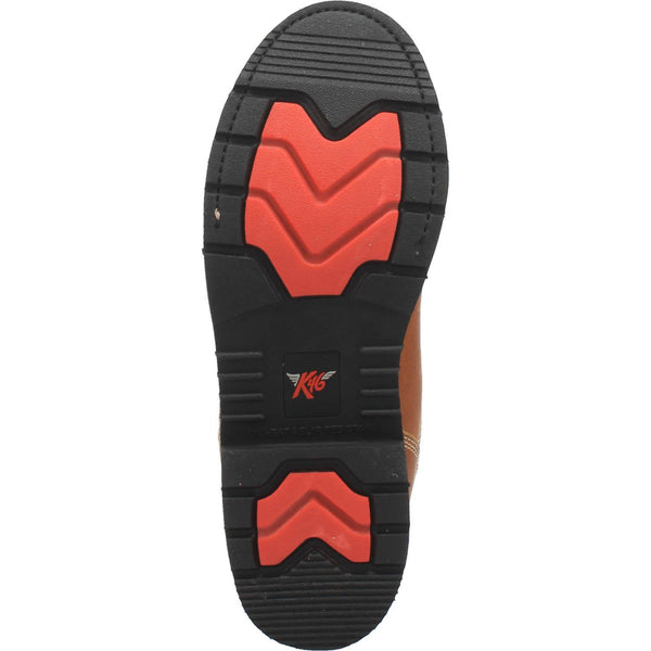 black sole with red accents on footbed and heel