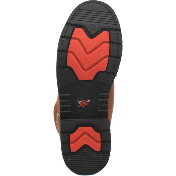 black sole with red accents on heel and footbed 