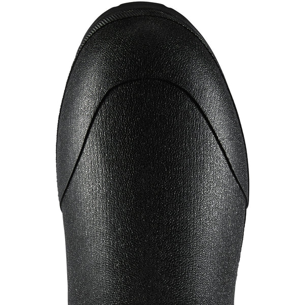 round toe on black rubber boot