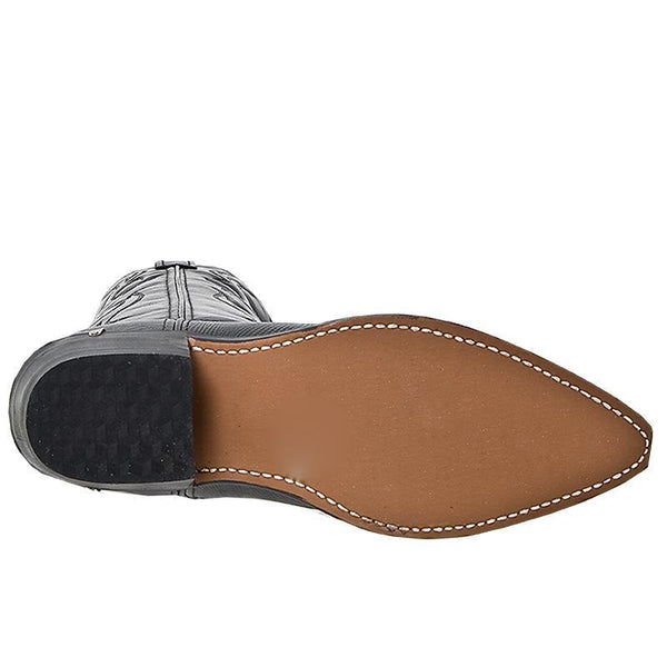 sole with brown footbed and black heel