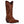 Load image into Gallery viewer, brown/red cowboy boot with white embroidery and square toe
