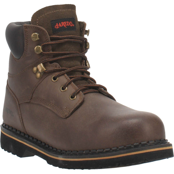Laredo Men's 6" Leather Hub & Tack Work Boot - Round Soft Toe MENS BOOTLACE WORKNON - SAFETYDAN POST BOOT COMPANY