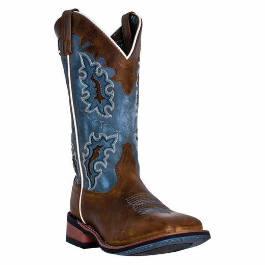 Laredo Men's Rancher Western Boots Two Tone Square Toe shops Embroidered Size 8.5 Blue