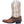 Load image into Gallery viewer, side of cowgirl boot with distressed white shaft, brown vamp, and brown embroidery. leather string belt around vamp
