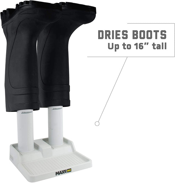 grey boot and glove dryer  with black boots on it