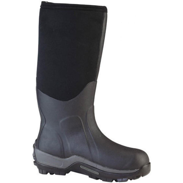 black and grey rubber pull on boot
