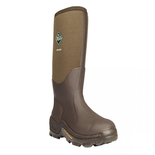 brown and light brown pull on rubber boot