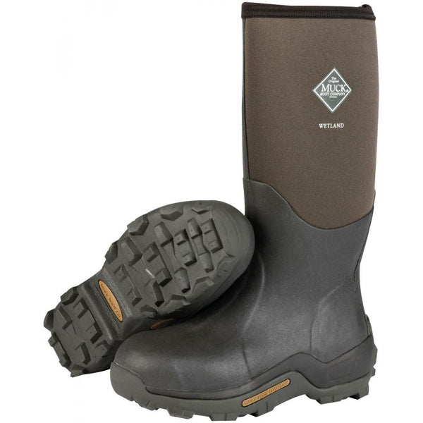 bottom of brown and light brown pull on rubber boot