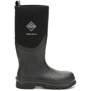 black and grey high top pull on rubber boot