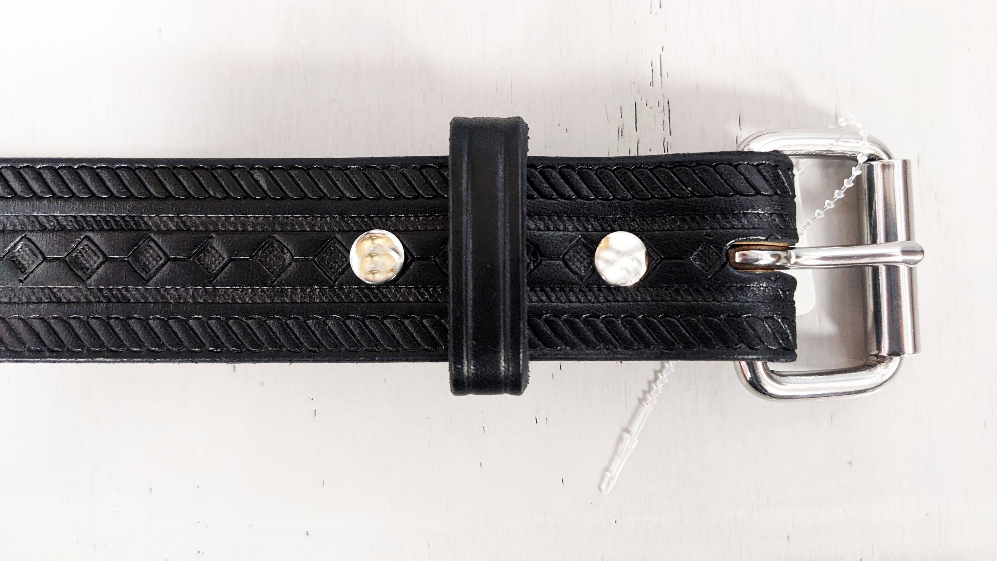 P&B Harness Shop 1.5in Leather Belt - Diamond Stamp Black – Go