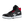 Load image into Gallery viewer, left front angle view of black, red, and white high-top work sneaker with black laces
