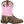 Load image into Gallery viewer, right view of little kids cowgirl boot with distressed brown vamp and pink shaft with white and brown stitching
