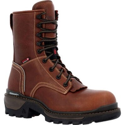 Rocky Men's - 9" Rams Horn Waterproof Logger Boot - Soft Toe MENS LACEWATERPRF NON - SAFETYROCKY SHOES & BOOTS INC