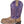 Load image into Gallery viewer, left side of kids square toe pull on cowgirl boot with brown vamp, purple shaft, and glitter underlay in cut out designs
