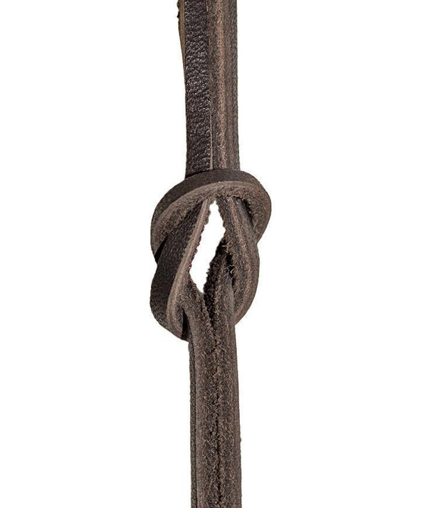 brown leather shoe lace tied in knot