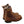 Load image into Gallery viewer, pair of mens brown logger boot with black soles white stitching and yellow thorogood logo, side back view
