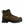 Load image into Gallery viewer, side of brown boots with black toe guard, black sole and laces, and yellow logo on side
