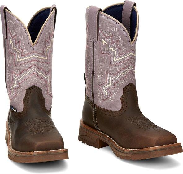 womens dark brown boots with pink shaft and white/red embroidery