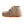 Load image into Gallery viewer, infants tan mocs with orange soles and white shoelaces left view
